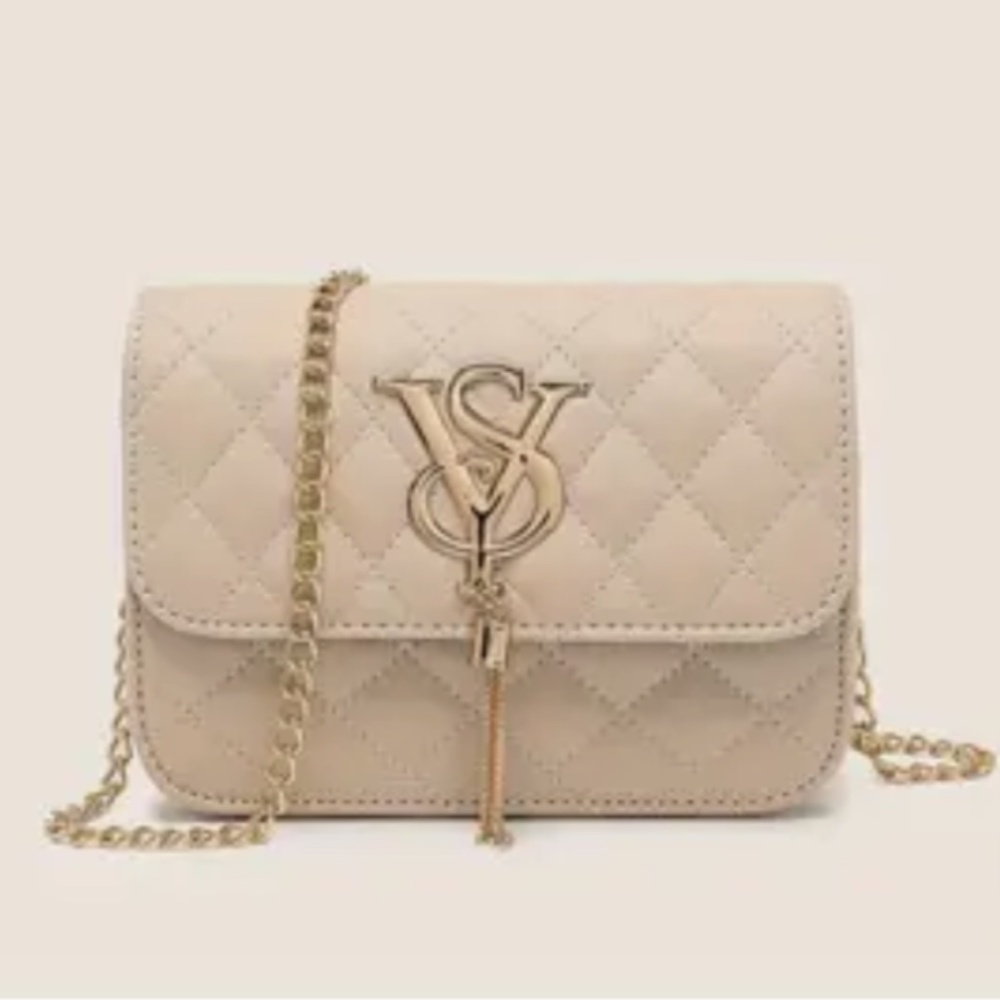 Quilted White Purse Gold-tone Chain Shoulder Bag